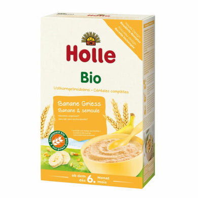 Holle Organic Cereal Porridge Banana Semolina from the 6th month, 4 Pack (4x250g/4x8.8 oz) Formula Vita