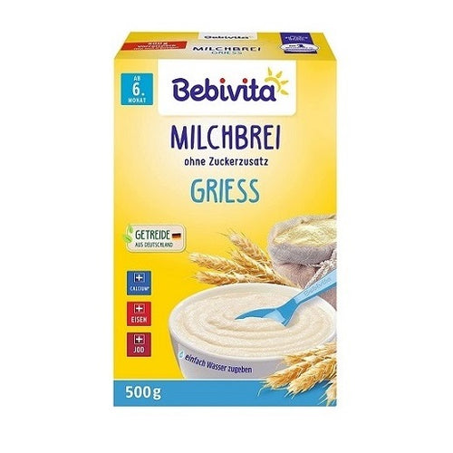 Bebivita Baby Milk Porridge with Semolina, from the 6th month, 3 Pack (3x500g/3x17.6 oz) Formula Vita